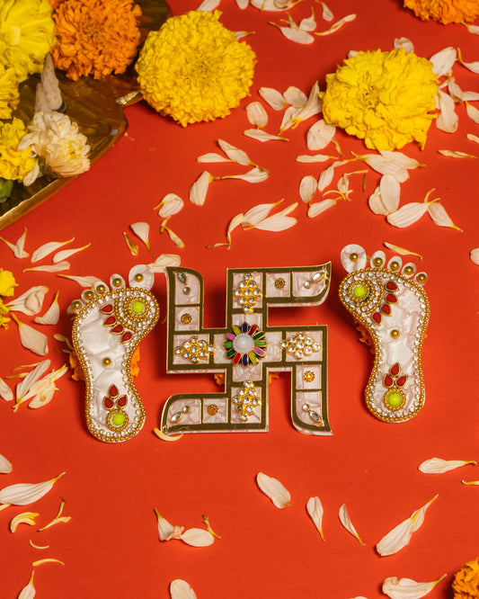 Swastik with Divine Footprints for Doors