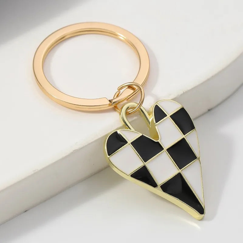 Checkerboard Heart Keychain